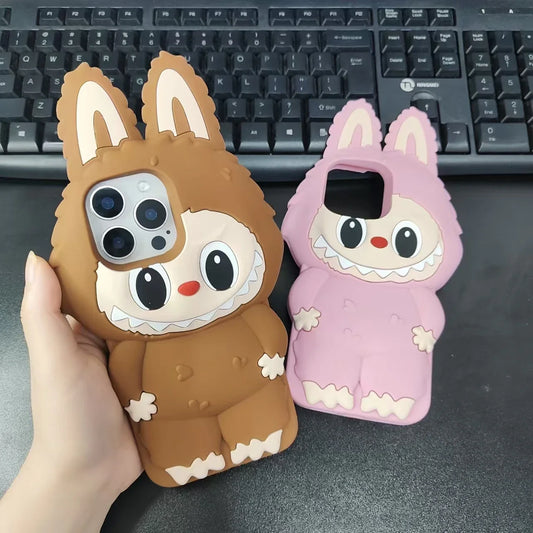 Cartoon Cute Monsters Soft Silicone Cover With Holder Phone Case