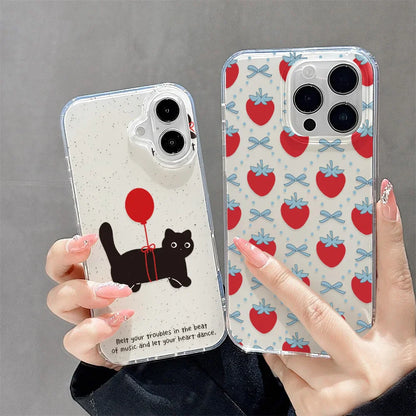 Ins Style Line Fruit Silicone Phone Case For iPhone