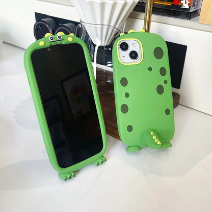 Funny Cute Dinosaur Tail Holder Rubber Soft Silicon Phone Case