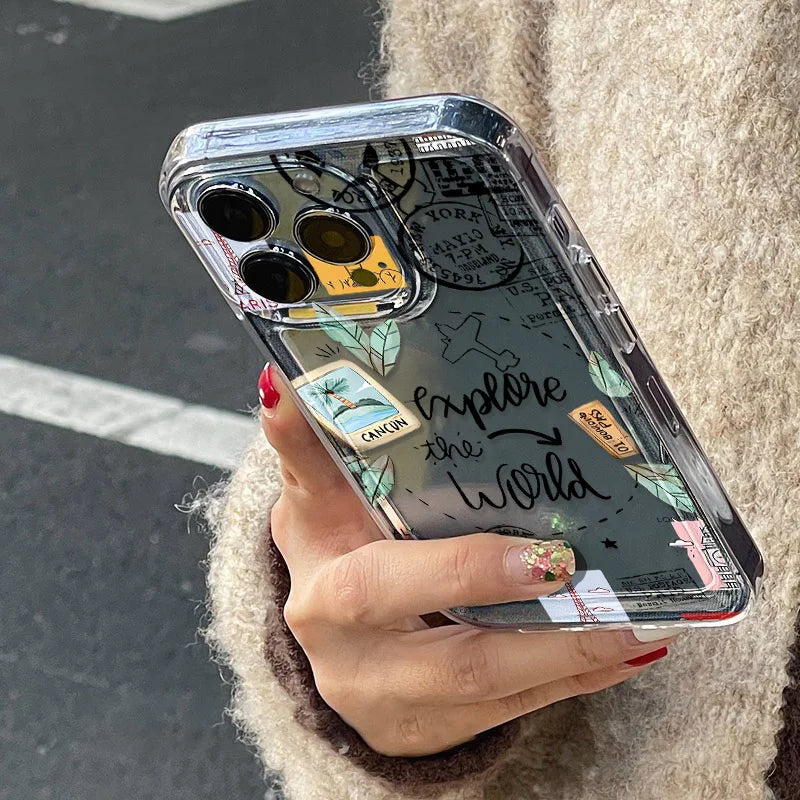 Travel Inspired Airplane Route Design Cover Transparent Phone Case