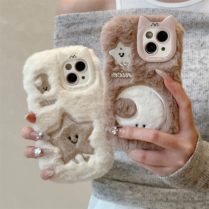 Soft Plush Cute Star Moon Phone Case