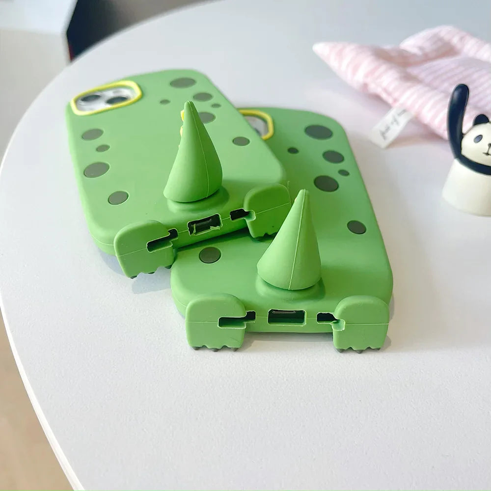 Funny Cute Dinosaur Tail Holder Rubber Soft Silicon Phone Case