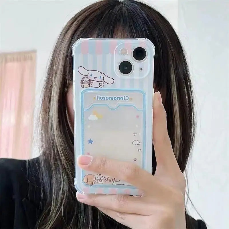 Kuromi Melody Card Holder Slot Bag Soft Silicone Phone Case For iPhone
