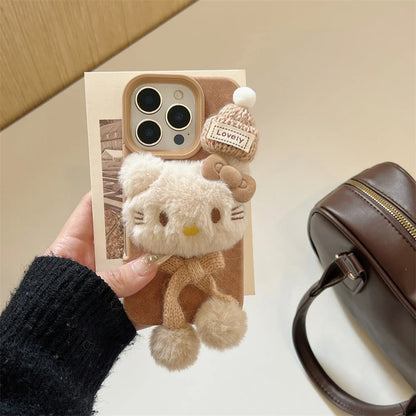 Cartoon Brown Bow Hat Hello Kitty Cute Phone Case