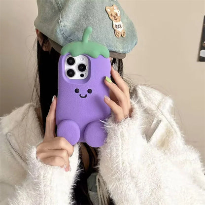 Funny 3D Cartoon Eggplant Phone Case