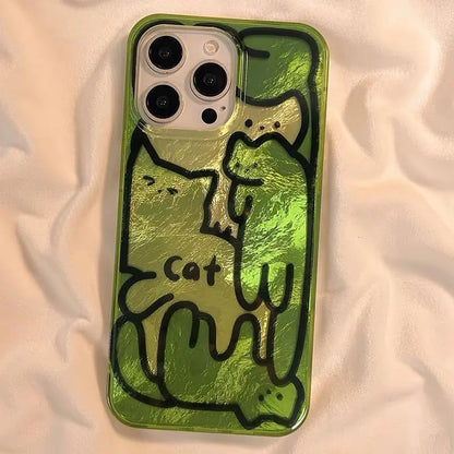 Cartoon Line Cat Dog Phone Case