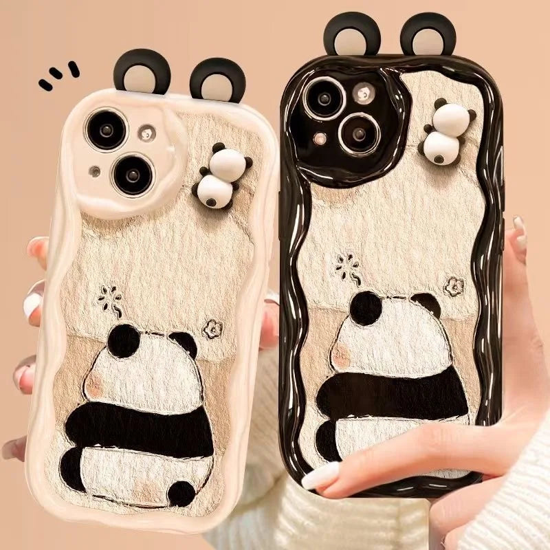 Funny Panda Toy Cartoon Ear Wave Soft Phone Case