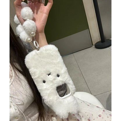 Plush Cute white Rabbit with Lanyard Phone Case