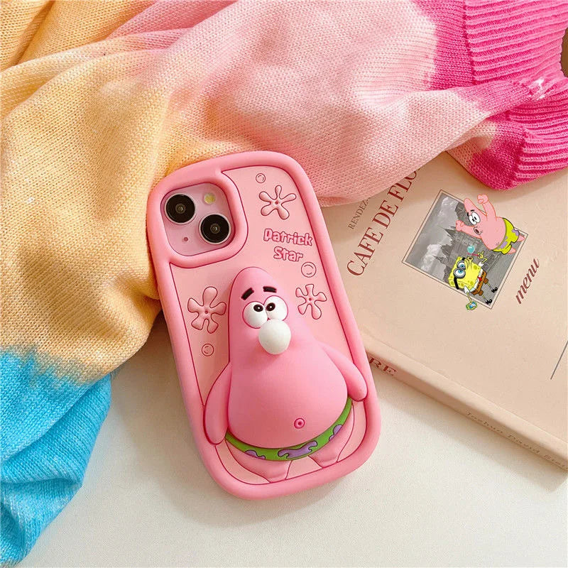 Funny Patrick Star Spit Bubbles Cartoon Rubber Silicon Soft Phone Case