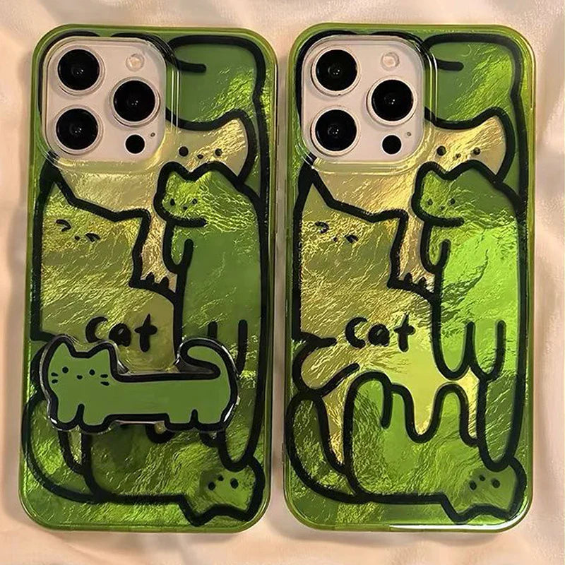 Cartoon Line Cat Dog Phone Case