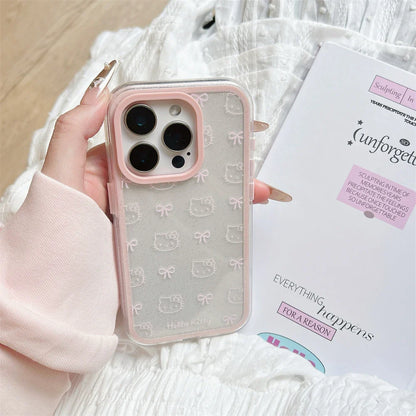 Cute Cartoon Hello Kitty Pet Cat Shockproof Candy Clear Pink Phone Case