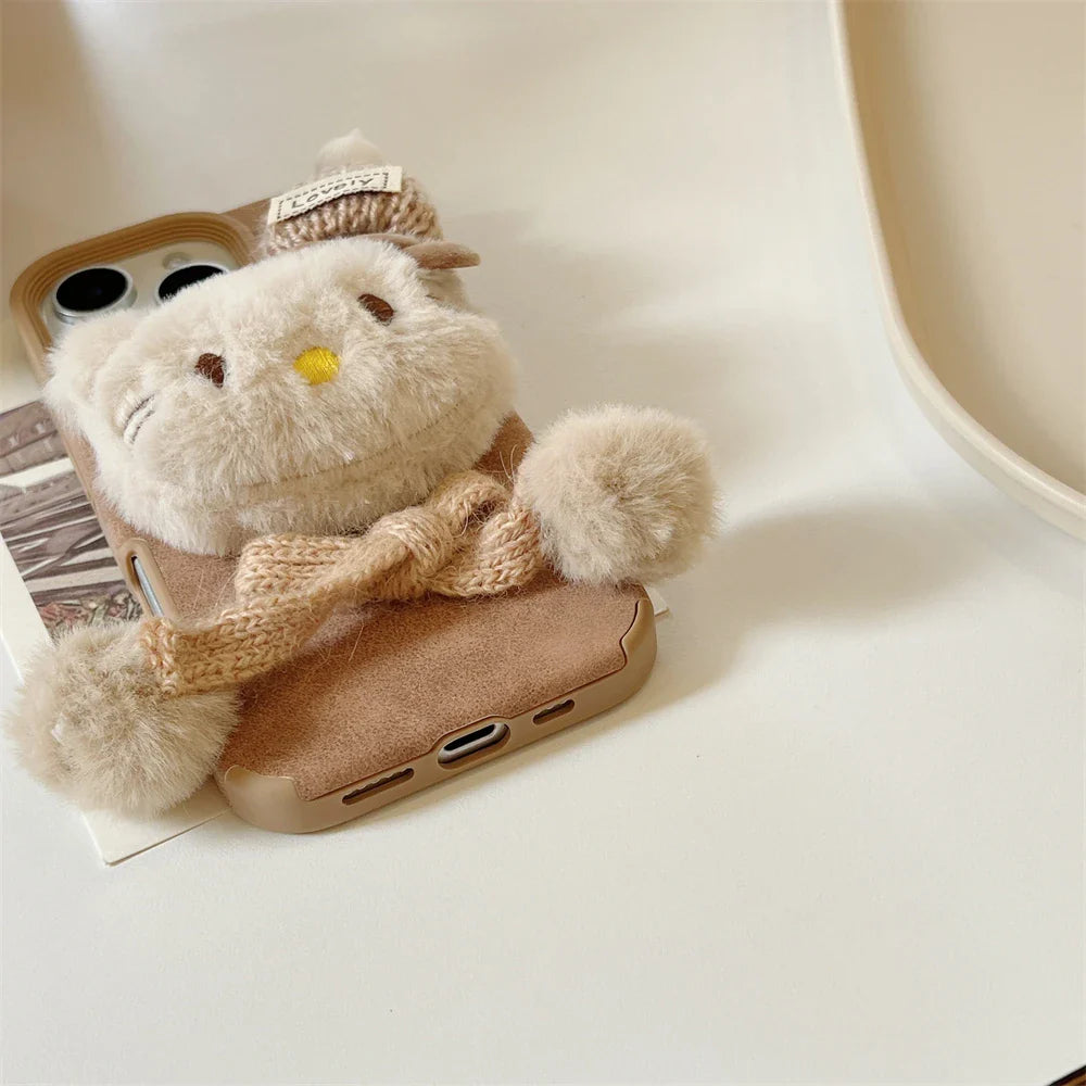 Cartoon Brown Bow Hat Hello Kitty Cute Phone Case
