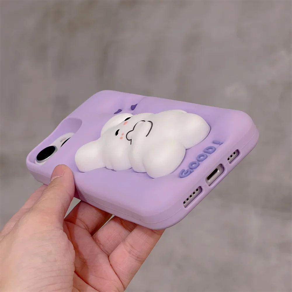 Cartoon Pink Pig 3D Purple Rabbit Silicone Soft Phone Case