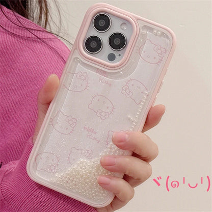 Cute Quicksand Pink Hello Kitty Phone Case