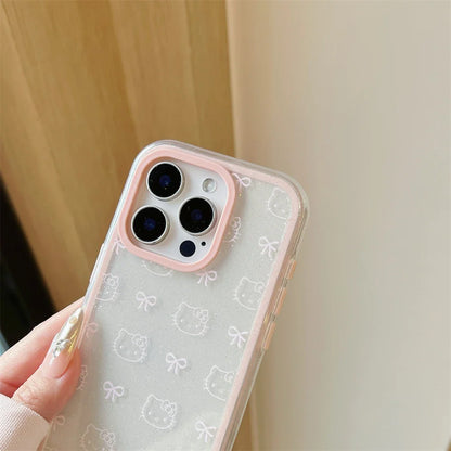 Cute Cartoon Hello Kitty Pet Cat Shockproof Candy Clear Pink Phone Case