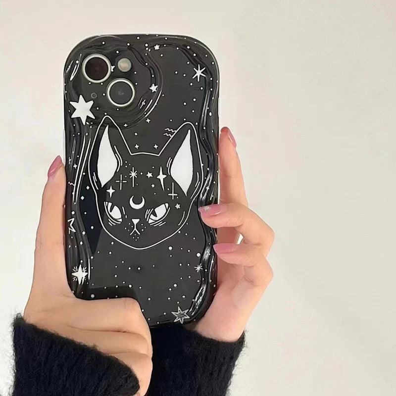 So Cool Dark Star Cat Cartoon Black Phone Case