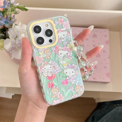 Cartoon Flowers Jelly Color Cute Hello Kitty Pattern Phone Case