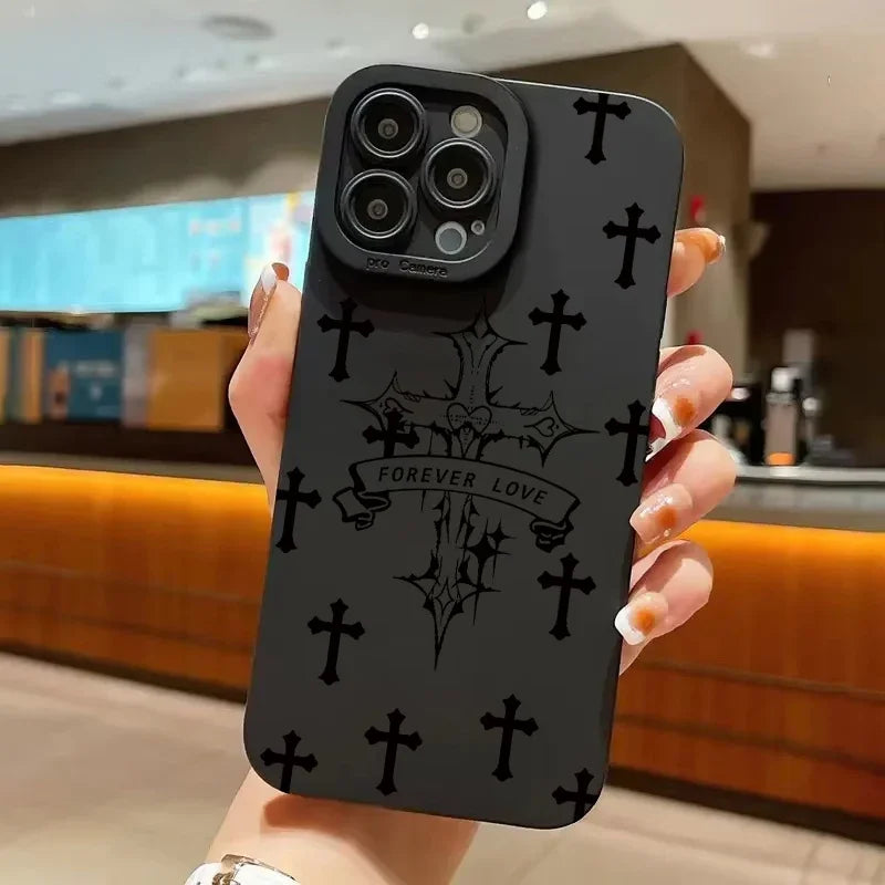 Luxury Black Cross Print Phone Case