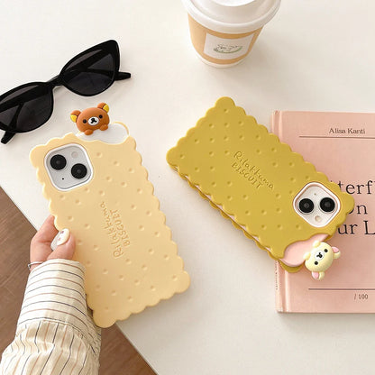 Funny Rilakkuma Bear Sandwich Biscuit Phone Case