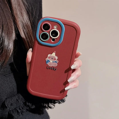 Cute Cartoon Bear Lanyard Phone Case For iPhone