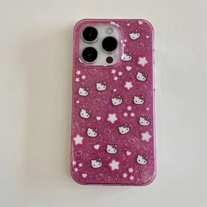 Bling Glitter Stars Hello Kitty Phone Case