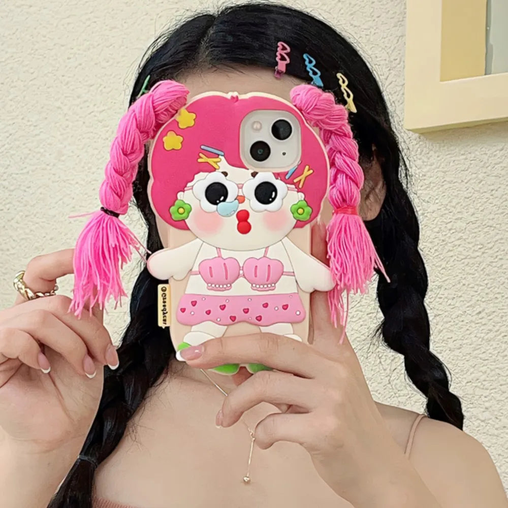 Stereoscopic Snot Girl Braiding Suitable Phone Case