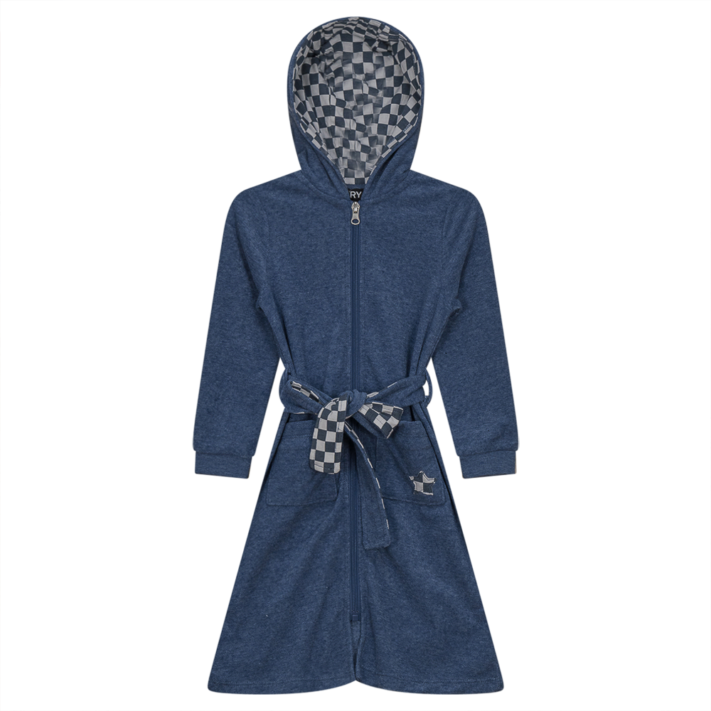 Checkered Star Applique Terry Robe