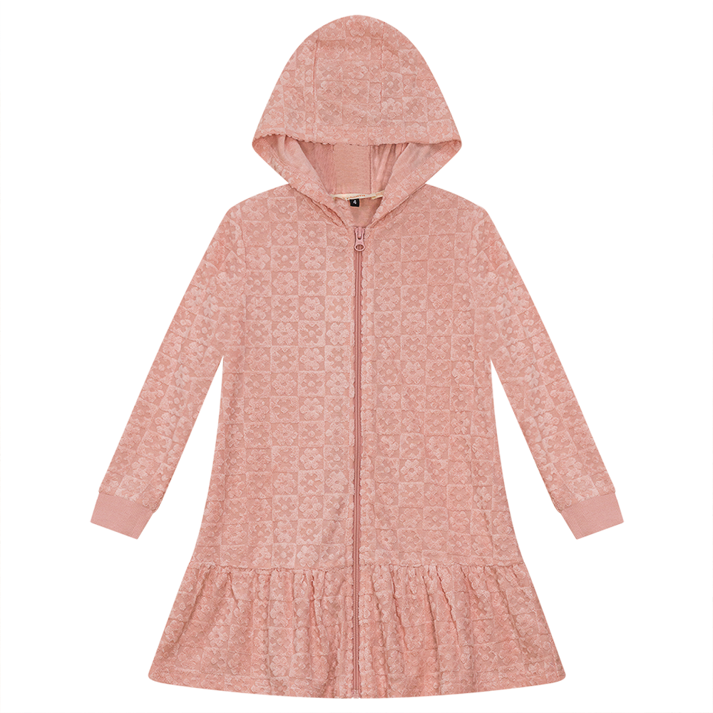 Checkered Floral Star Terry Robe