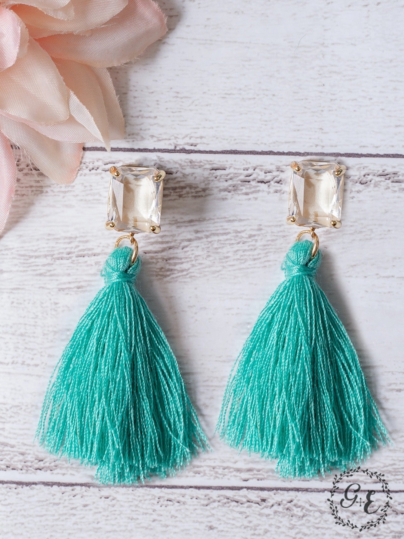 LOVE NOTES TURQUOISE TASSEL STUD EARRINGS Aaria Tees
