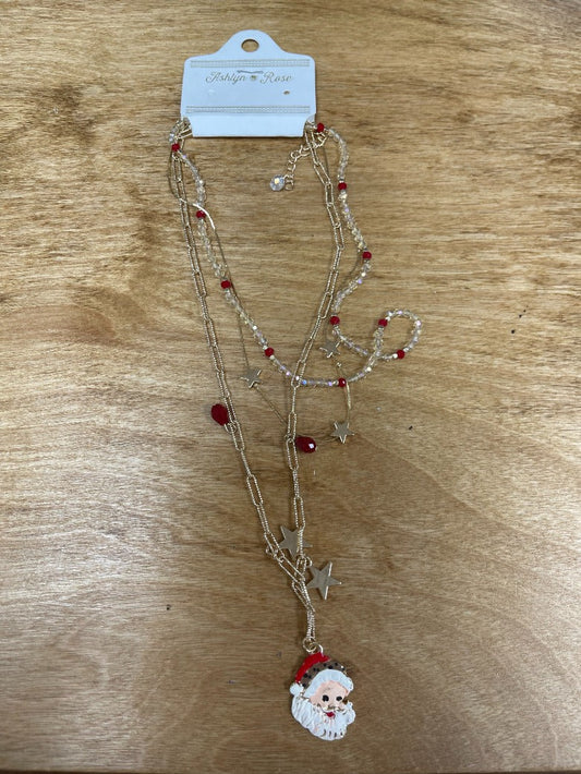 Rocking Around the Christmas Tree Three Strand Gold Necklace