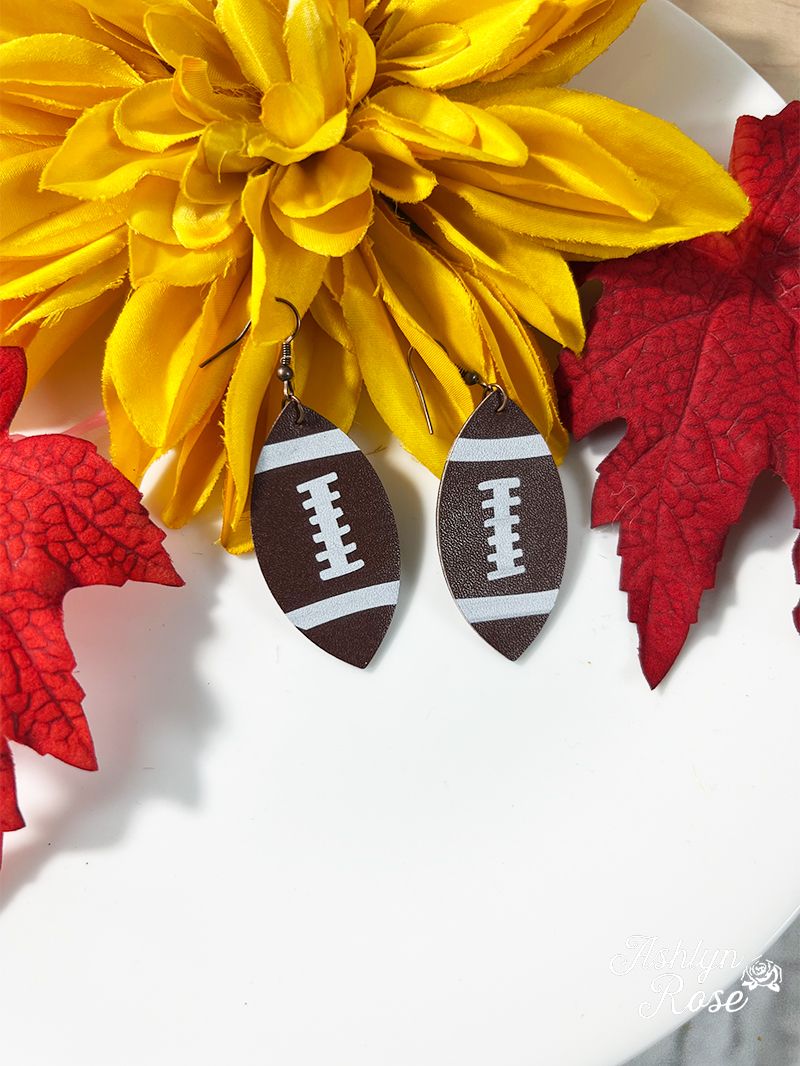 Small Leather Football Earrings Aaria Tees