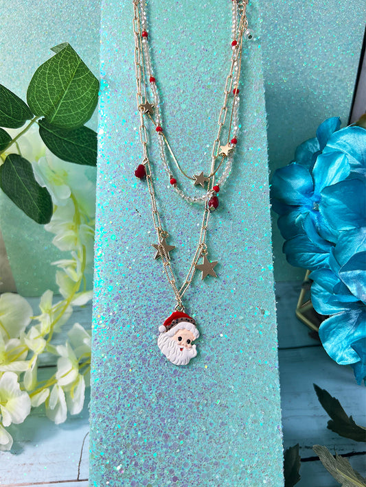 Rocking Around the Christmas Tree Three Strand Gold Necklace