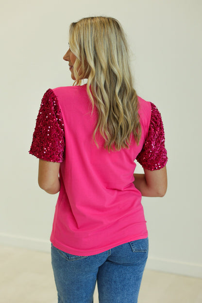 Western Christmas on Princess Top, Fuchsia