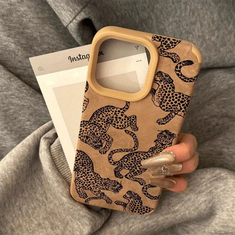 Vivid Leopard Pattern Bonded Leather Phone Case For iPhone