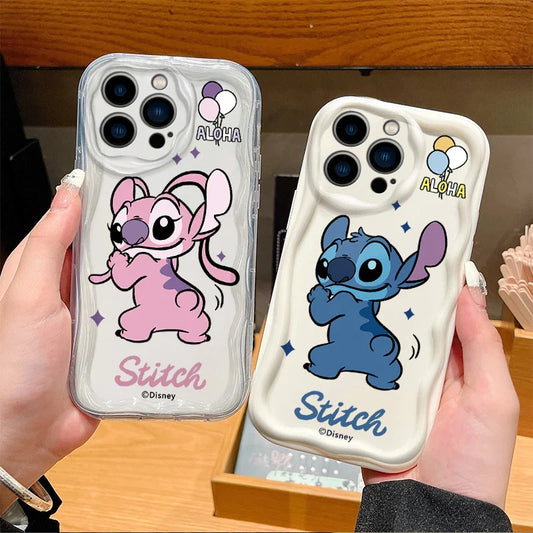 Disney Stitch Angel Lovers Phone Case For iPhone