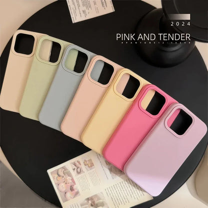 Dopamine-Inspired Silicone Solid Color Simple Fashion Phone Case For iPhone