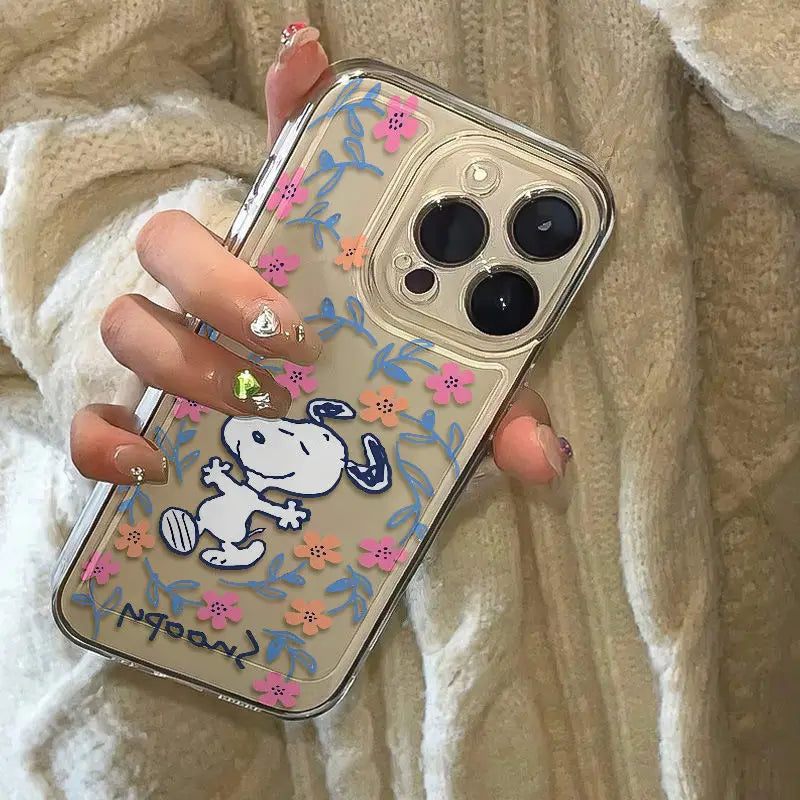 Black Flower Snoopy Cute Creative Phone Case