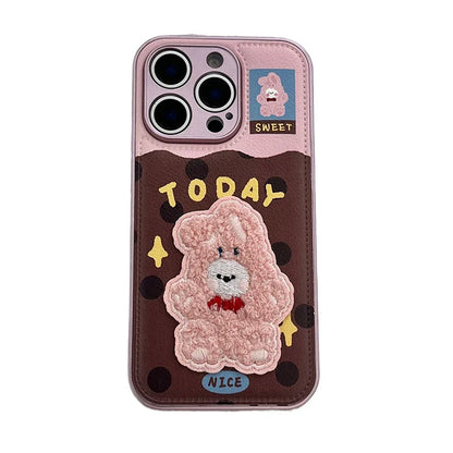 Cute 3D Plush Embroidered Rabbit Bear Phone Case