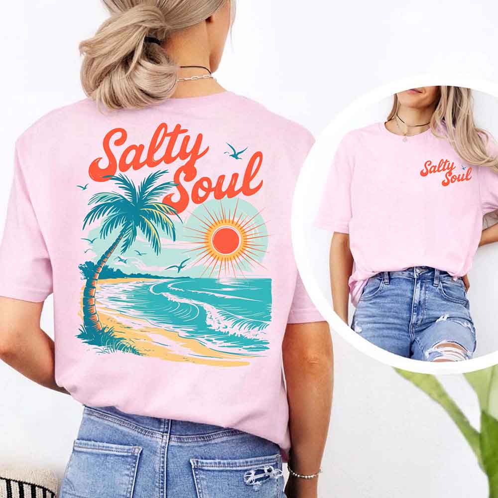 Salty Soul Comfort Colors Tee – Women’s Summer Beach Shirt