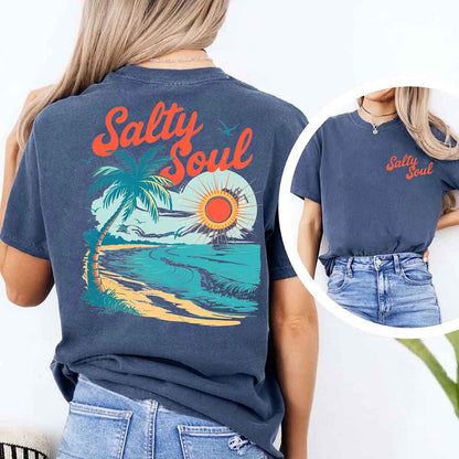 Salty Soul Comfort Colors Tee – Women’s Summer Beach Shirt