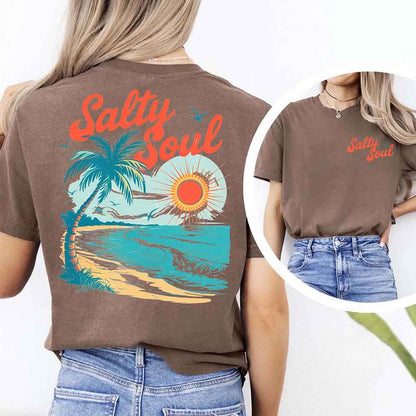 Salty Soul Comfort Colors Tee – Women’s Summer Beach Shirt