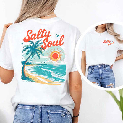 Salty Soul Comfort Colors Tee – Women’s Summer Beach Shirt