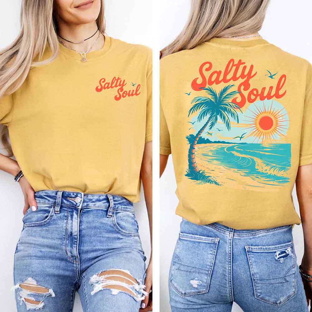 Salty Soul Comfort Colors Tee – Women’s Summer Beach Shirt