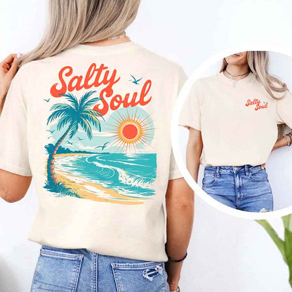 Salty Soul Comfort Colors Tee – Women’s Summer Beach Shirt