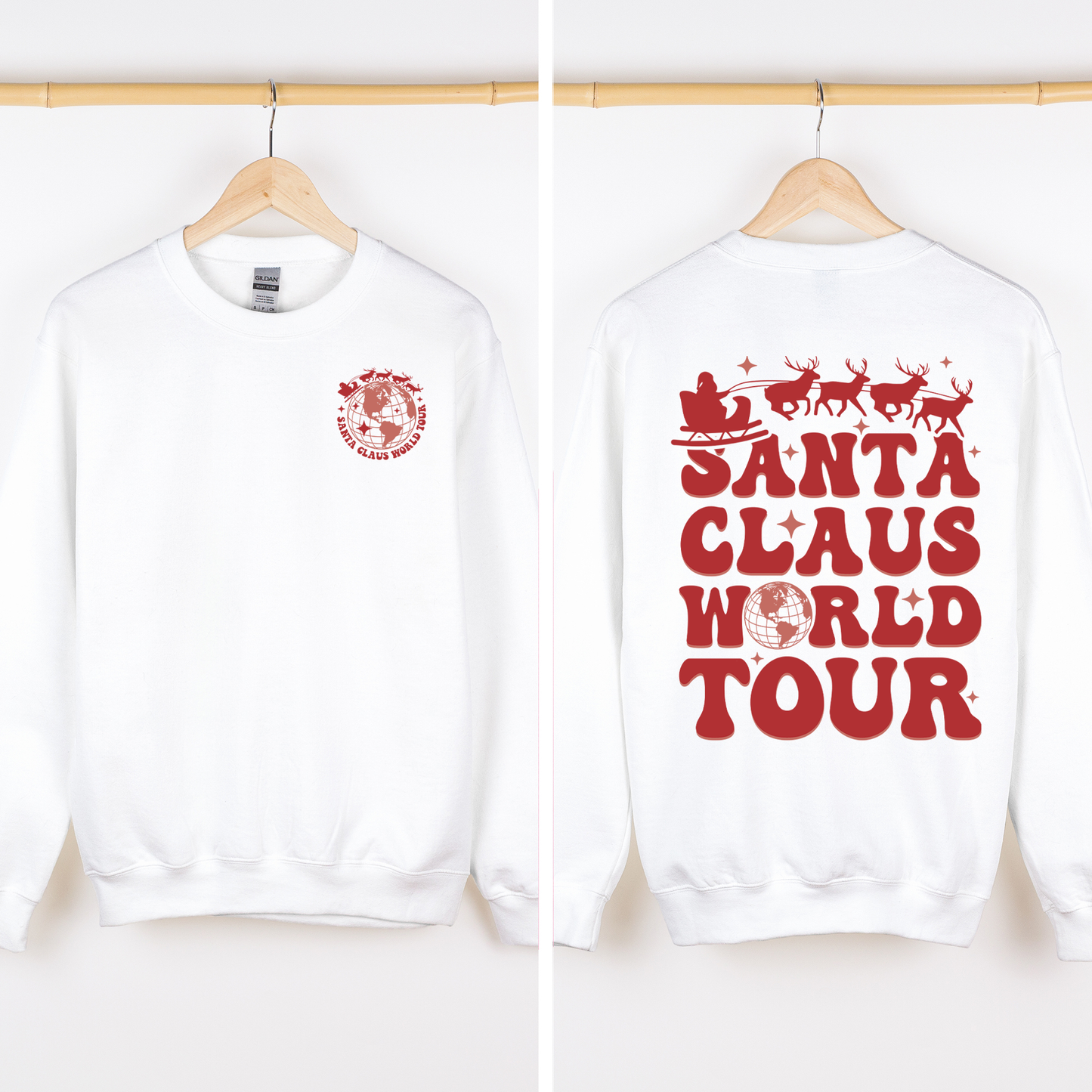 Santa Claus World Tour, Front and Back, Christmas, Retro, Sweatshirt