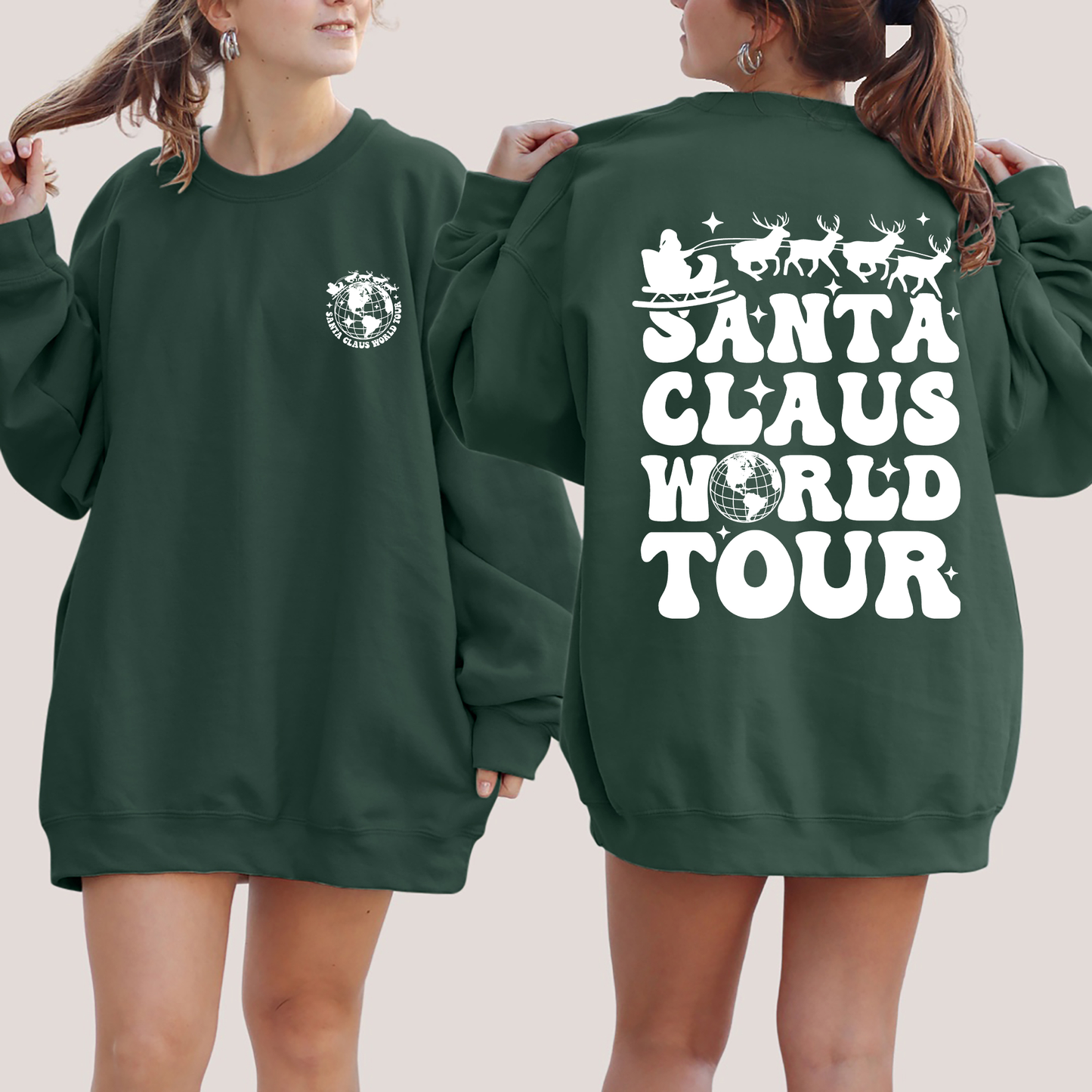 Santa Claus World Tour, Front and Back, Christmas, Retro, Sweatshirt