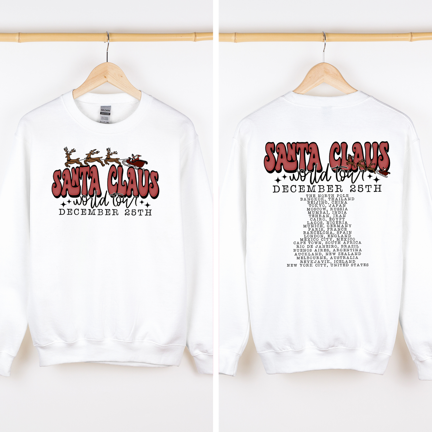 Santa Claus, World Tour, The North Pole, December, Christmas, Retro, Band, Sweatshirt