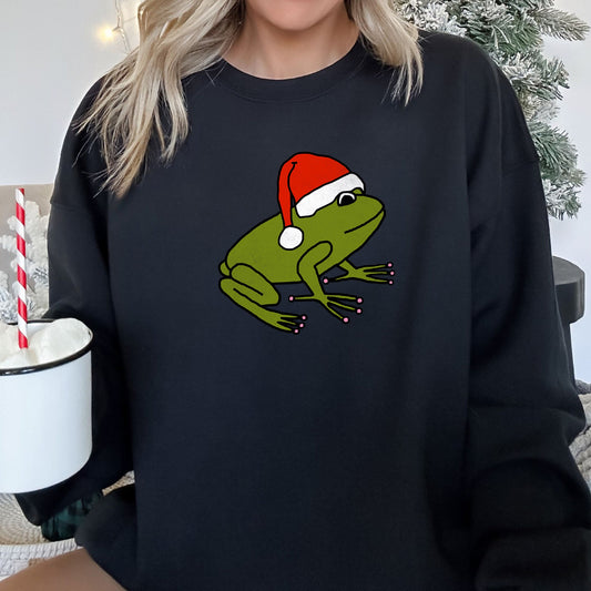 Santa Frog, Christmas, Retro Toad Sweatshirt