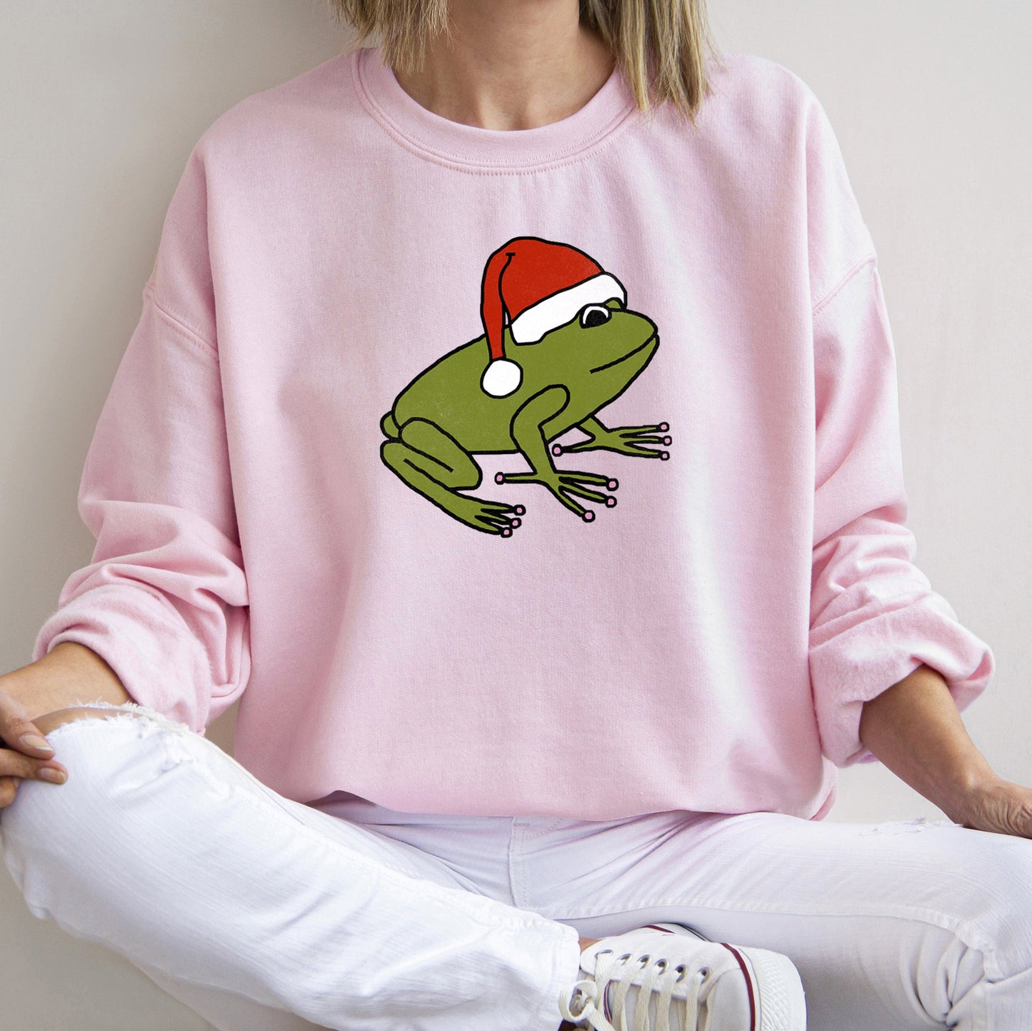 Santa Frog, Christmas, Retro Toad Sweatshirt