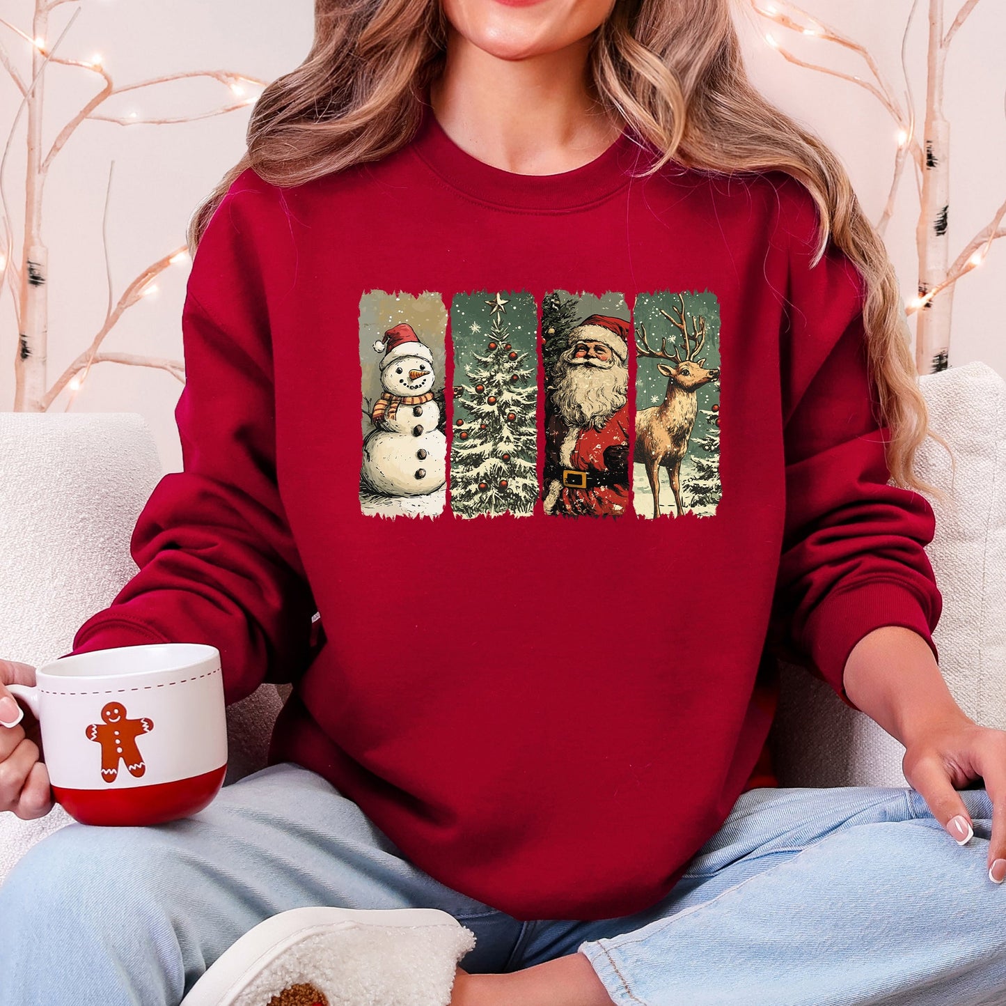 Santa, Snowman, Christmas Tree, Reindeer Sweatshirt